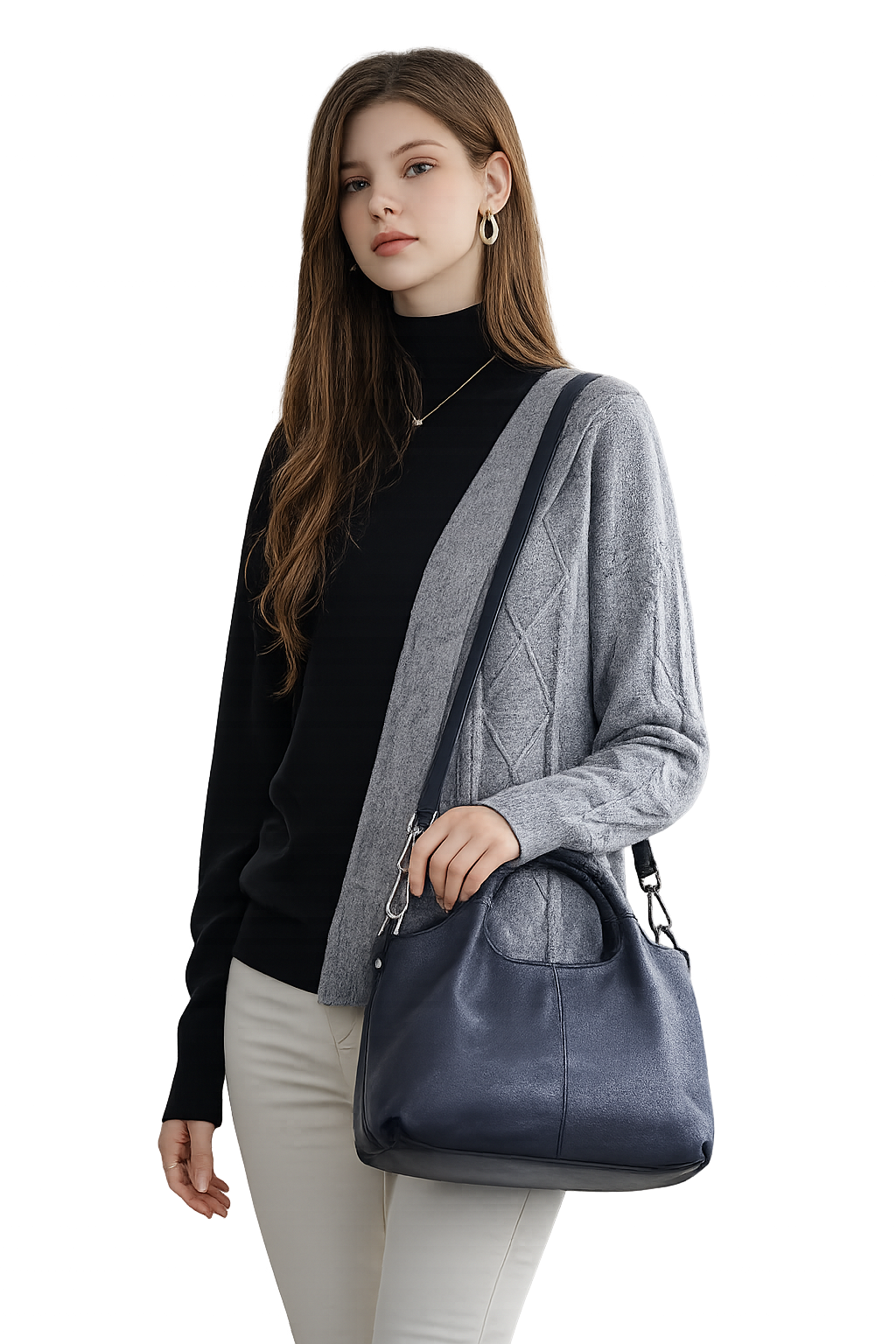 Fashionable Soft Leather Crossbody Tote Bag for Women