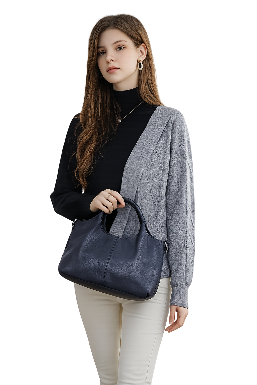 Fashionable Soft Leather Crossbody Tote Bag for Women