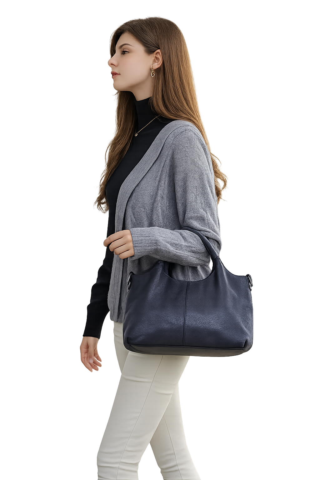 Fashionable Soft Leather Crossbody Tote Bag for Women