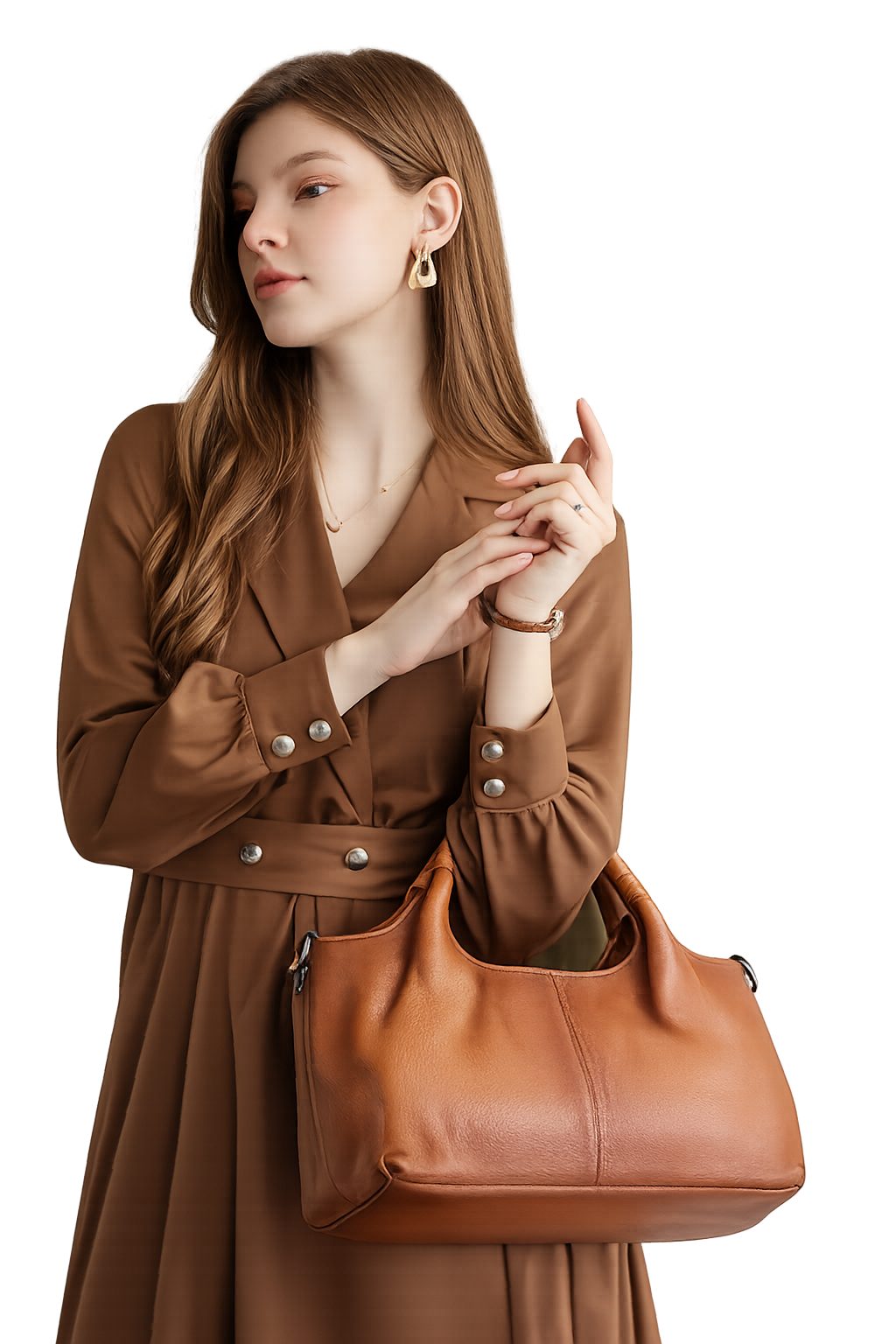 Fashionable Soft Leather Crossbody Tote Bag for Women